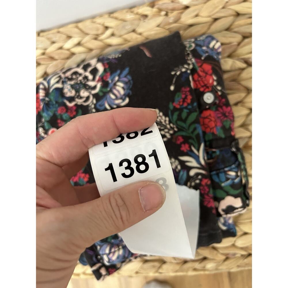 Anthropologie Pilcro Floral Print Cigarette Skinny Jeans 27 Black Fairy Boho - Picture 11 of 11